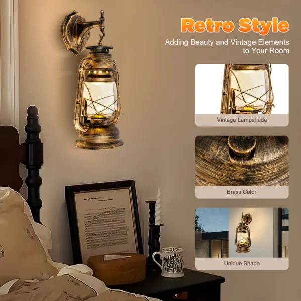 Retro Rustic Outdoor Wall Light, Antique Indoor Corridor Lamp - Image 3