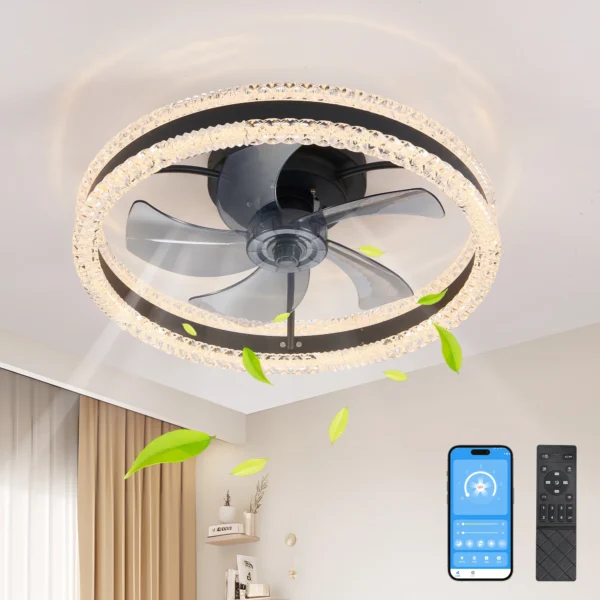 Modern 20" LED Ceiling Fan Light – Dimmable Low Profile Silent Fan - Image 2