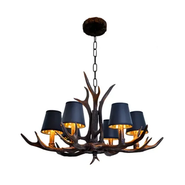 American Retro Deer Antler Chandelier with Lampshades for Home & Restaurants - Image 15