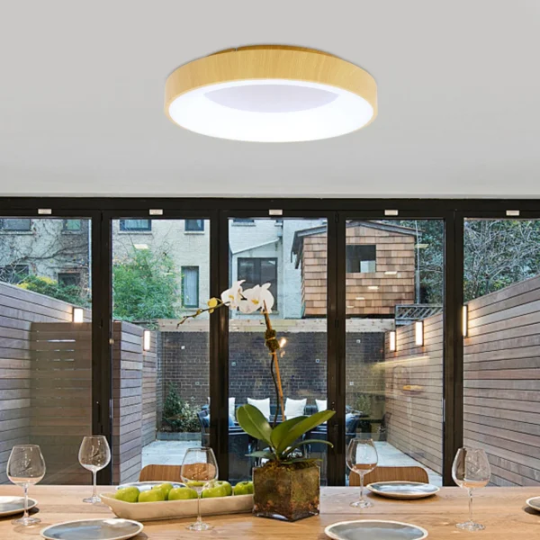 Modern LED Wood Grain Ceiling Light, 36W Flush Mount Lamp for 10-20m² Rooms - Image 2