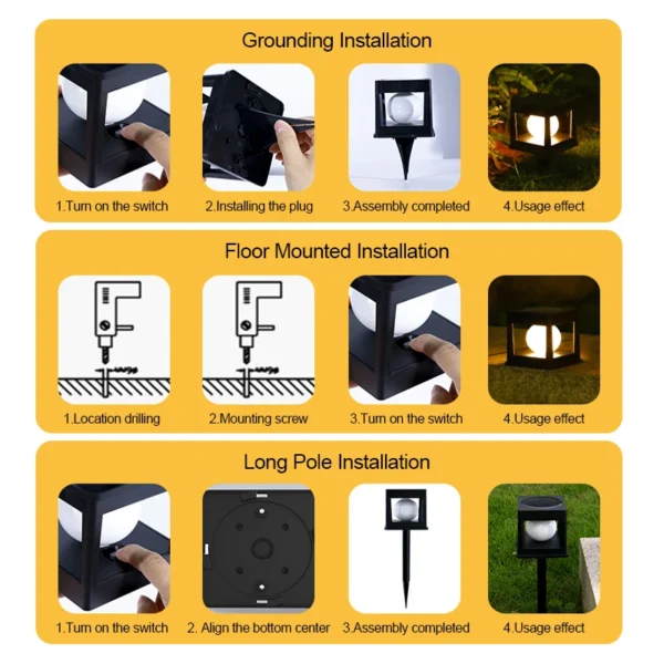 LED Solar Post Cap Light, Waterproof Outdoor Fence & Deck Lamp for Garden - Image 7