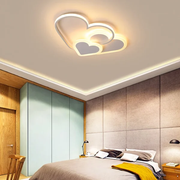 Modern Heart LED Ceiling Light – Nordic Kids Room Lamp in Pink & White - Image 3