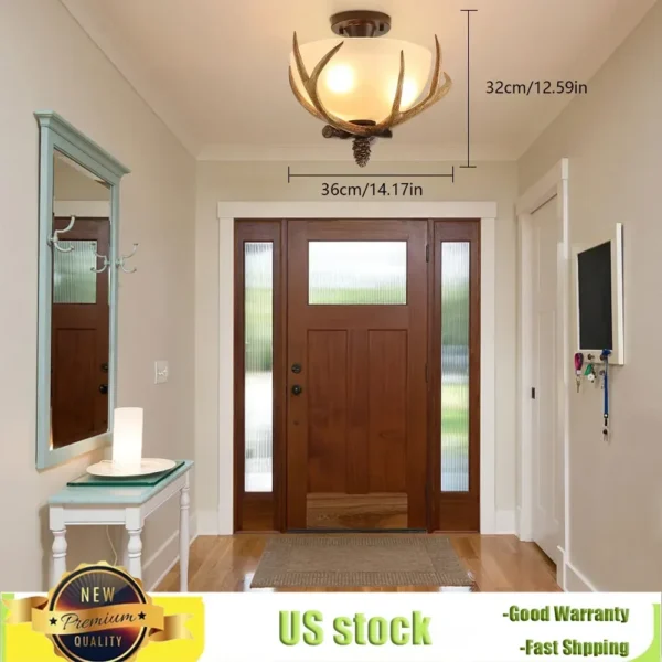 Bymaocar Antler Semi Flush Mount Ceiling Light with 3 Glass Shades – Bronze Finish - Image 6