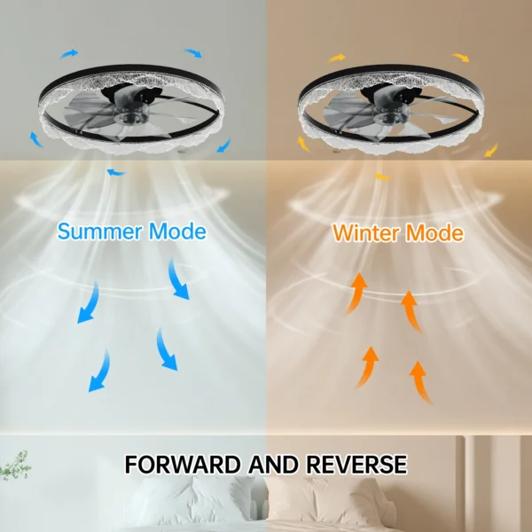 Modern LED Ceiling Fan with Crystal Edge – Remote & APP Control - Image 14