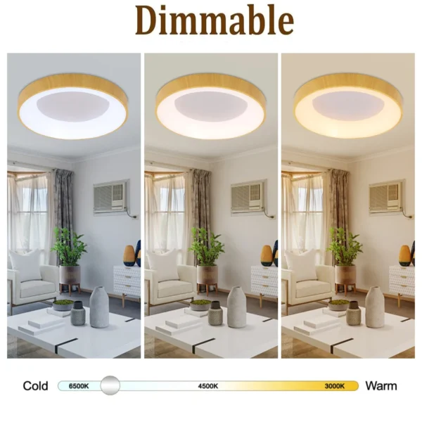 Modern LED Wood Grain Ceiling Light, 36W Flush Mount Lamp for 10-20m² Rooms - Image 9