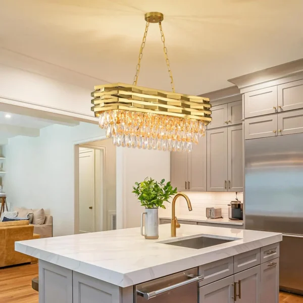 Gold Modern Crystal Chandelier, 8-Light Oval Dining Room Ceiling Light ✨💡 - Image 4