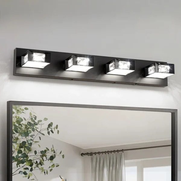 3-Light LED Dimmable Bathroom Vanity Light, 350° Swivel Crystal & Acrylic Fixtur - Image 7