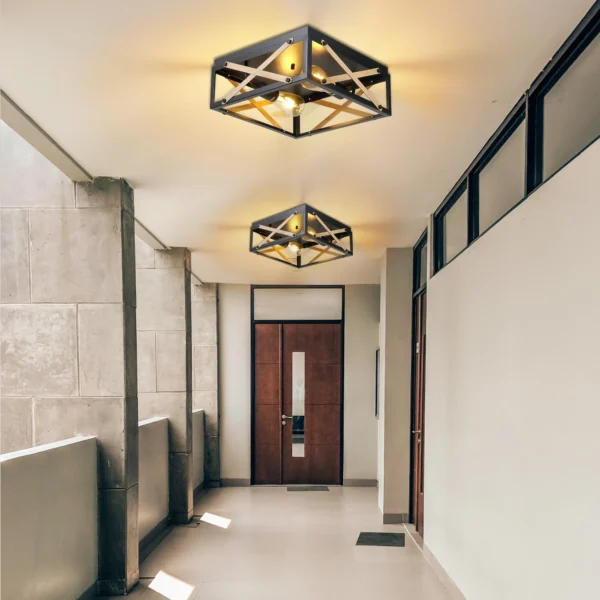 Farmhouse Black 2-Light Flush Mount Ceiling Lamp - Image 5