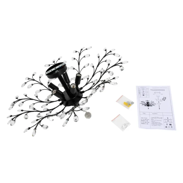 Vintage Crystal Chandelier – Black LED Ceiling Light - Image 9