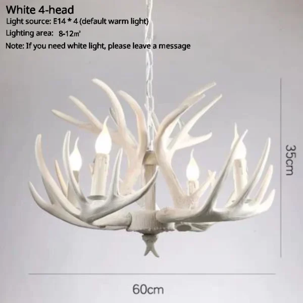 American Retro Deer Antler Chandelier with Lampshades for Home & Restaurants - Image 3