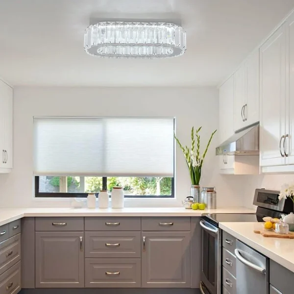 Modern LED Crystal Oval Ceiling Chandelier Light for Living & Dining Room