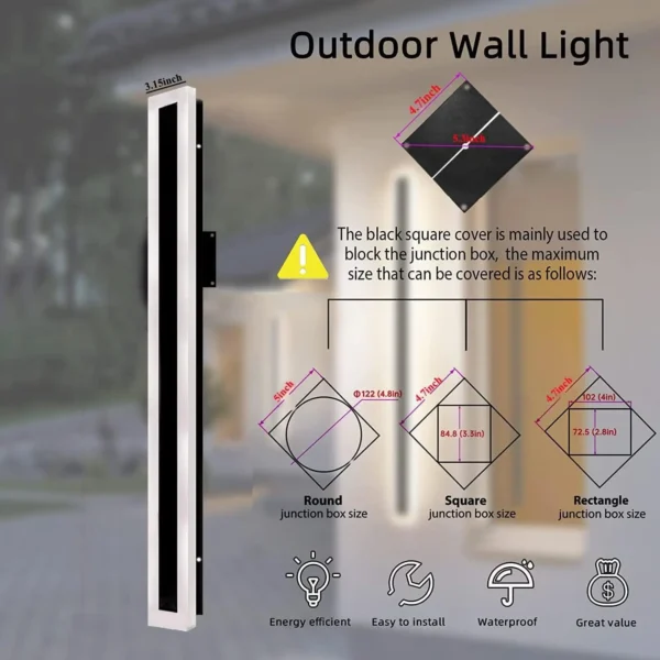 Modern LED Outdoor Wall Lamp, IP65 Waterproof Garden Porch Sconce - Image 3