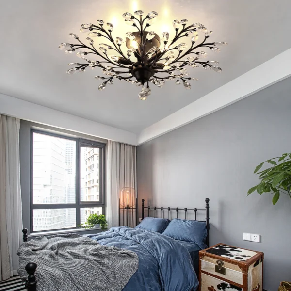 Vintage Crystal Chandelier – Black LED Ceiling Light - Image 5