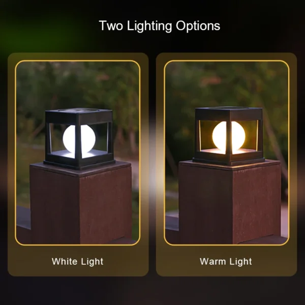 LED Solar Post Cap Light, Waterproof Outdoor Fence & Deck Lamp for Garden - Image 12