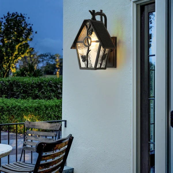 Black Vintage European Floral Wall Lamp – Indoor/Outdoor Lighting - Image 6