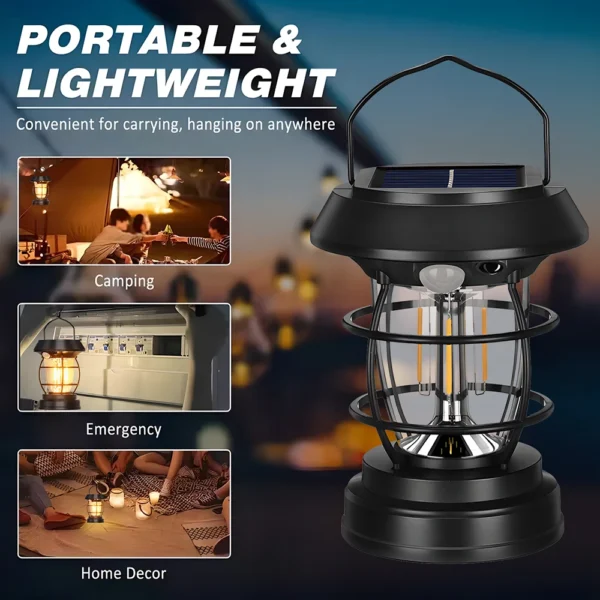 Solar Camping Light – Dimmable, USB Rechargeable Outdoor Lamp - Image 2