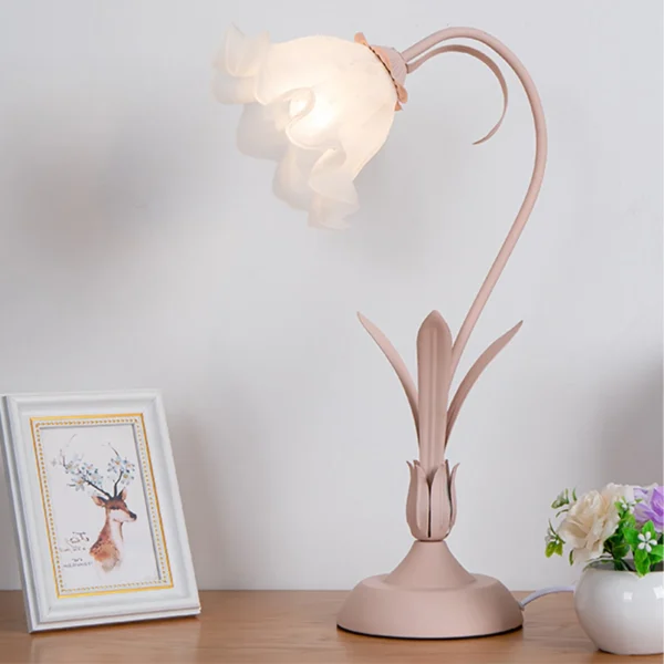 Bymaocar Pink Flower LED Table Lamp with Glass Shade, E27 - Image 6