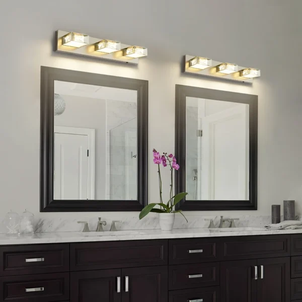 3-Light LED Dimmable Bathroom Vanity Light, 350° Swivel Crystal & Acrylic Fixtur - Image 13