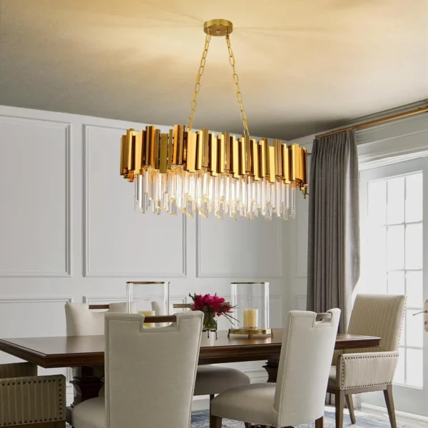 Gold Crystal Chandelier – Modern 8-Light Pendant Ceiling Fixture for Dining Room - Image 4