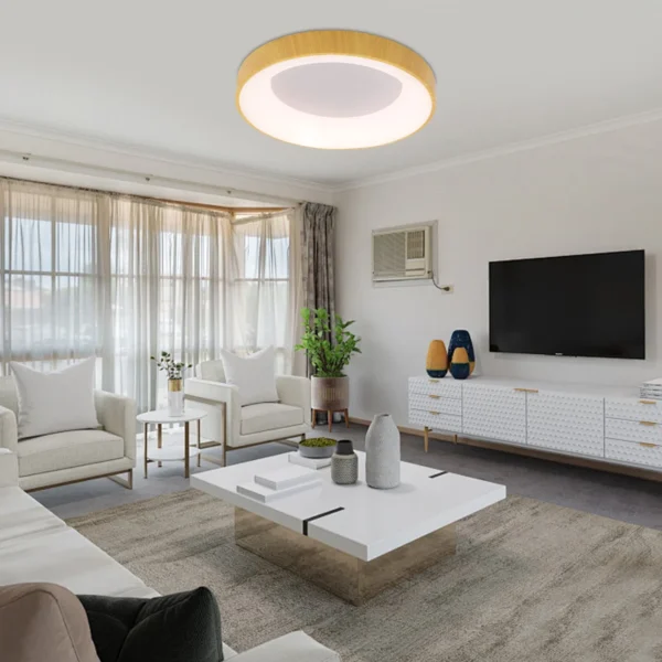 Modern LED Wood Grain Ceiling Light, 36W Flush Mount Lamp for 10-20m² Rooms - Image 5