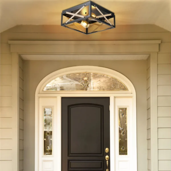 Farmhouse Black 2-Light Flush Mount Ceiling Lamp - Image 2