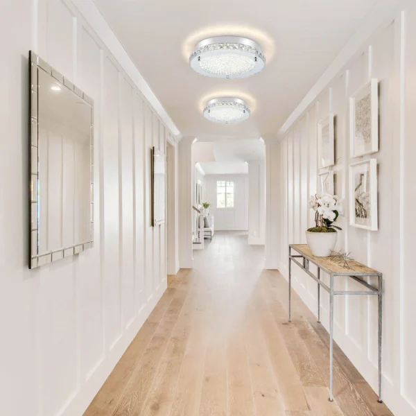 Crystal Flush Mount Ceiling Light - Chrome Hallway & Kitchen Fixture - Image 8