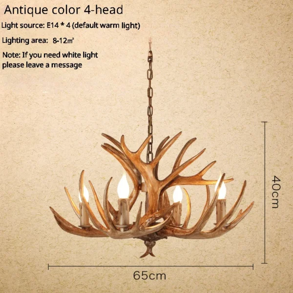 American Retro Deer Antler Chandelier with Lampshades for Home & Restaurants - Image 13