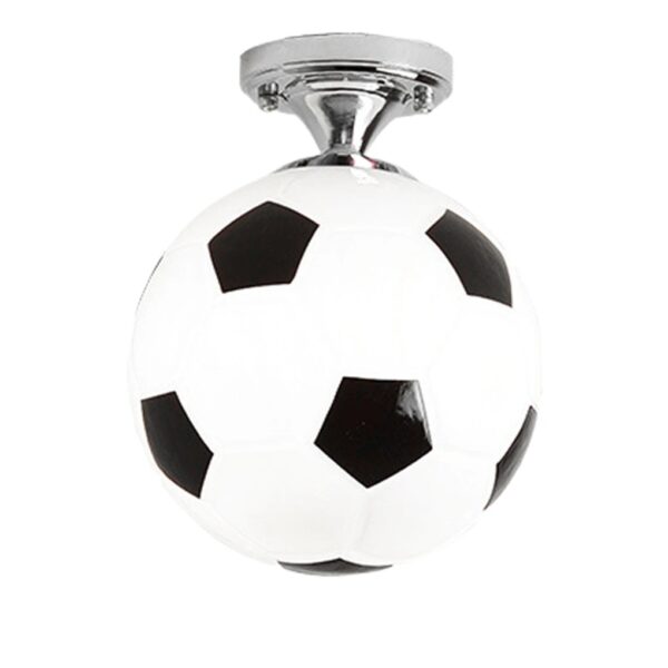 Red Soccer Ball LED Ceiling Light, Decorative Glass Football Lamp for Bar & Home