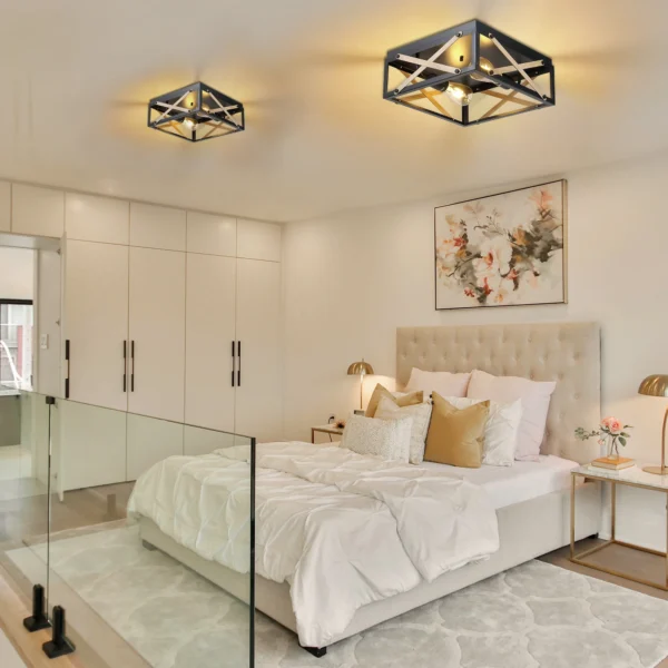 Farmhouse Black 2-Light Flush Mount Ceiling Lamp - Image 4