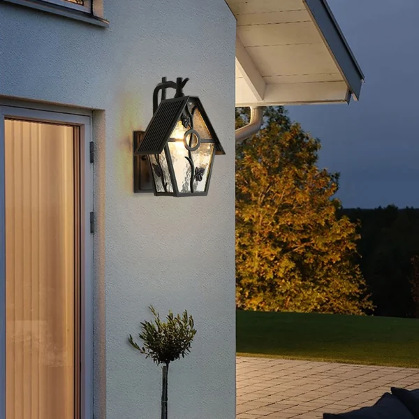 Black Vintage European Floral Wall Lamp – Indoor/Outdoor Lighting - Image 5