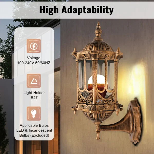 Vintage Copper Outdoor Wall Lamp – No Bulb