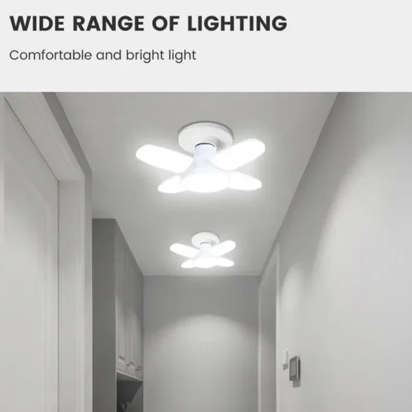 LED 4-Leaf Foldable E27 Pendant Light – Warm White Kitchen & Garage - Image 3