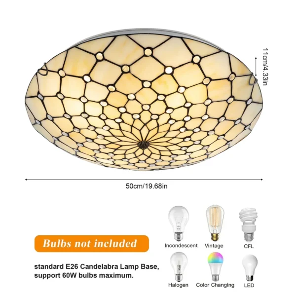 Antique Stained Glass Flush Mount – 4-Light Vintage Ceiling Fixture - Image 3