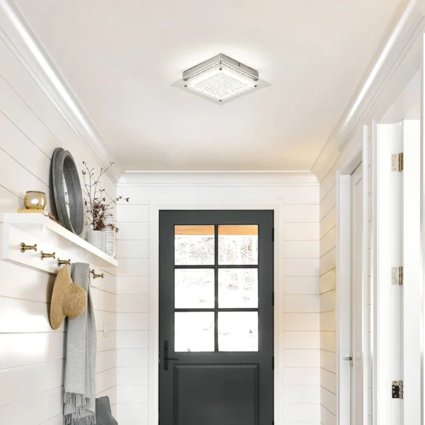 Flush Mount Crystal Ceiling Light, Square Dimmable Fixture for Hallway - Image 2