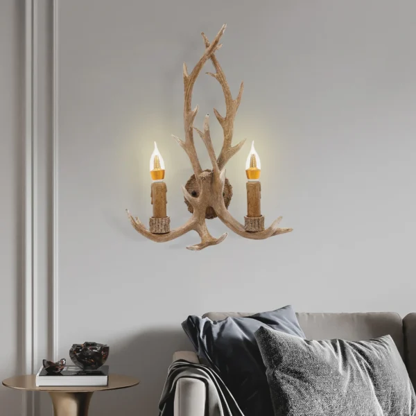 Bymaocar LED Antler Wall Lamp, E14 Indoor Light for Bedroom & Hotel Decor