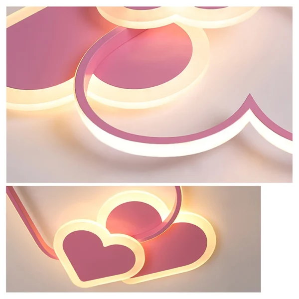 Modern Heart LED Ceiling Light – Nordic Kids Room Lamp in Pink & White - Image 14