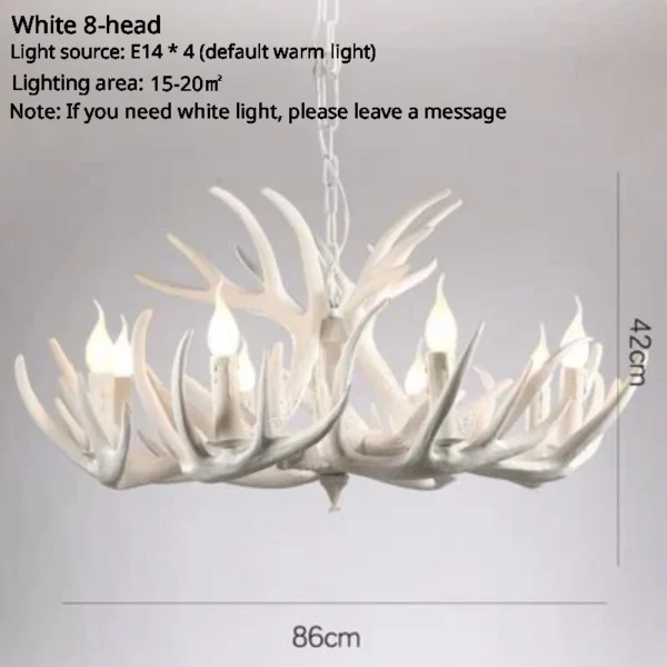 American Retro Deer Antler Chandelier with Lampshades for Home & Restaurants - Image 9