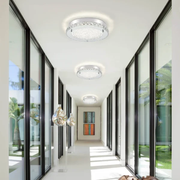 Crystal Flush Mount Ceiling Light - Chrome Hallway & Kitchen Fixture - Image 6