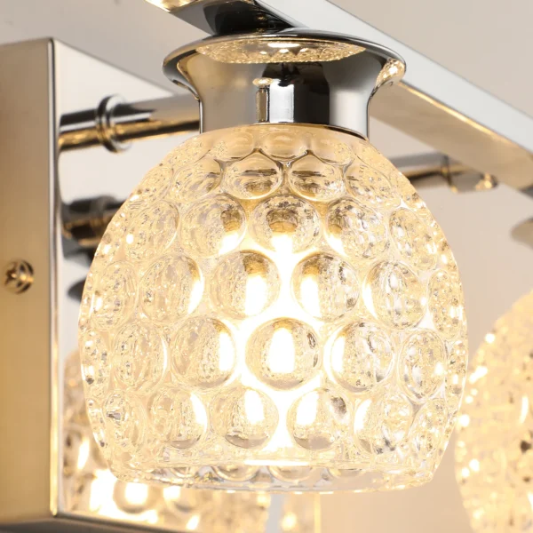 3-Light Chrome Bathroom Vanity Light – Dimmable Mirror Fixture with Glass Shades - Image 14