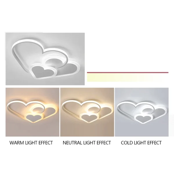 Modern Heart LED Ceiling Light – Nordic Kids Room Lamp in Pink & White - Image 12