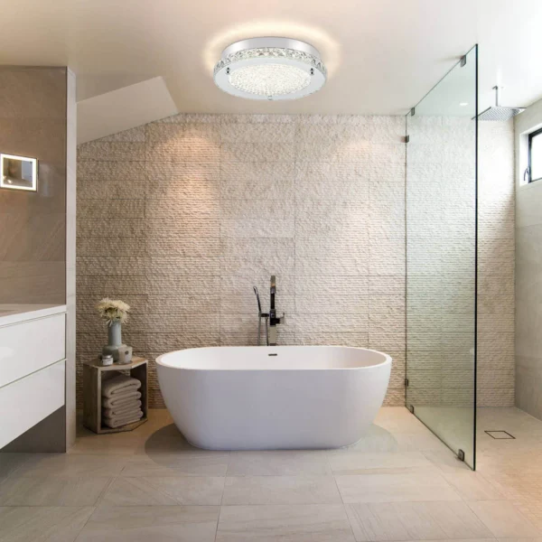 Crystal Flush Mount Ceiling Light - Chrome Hallway & Kitchen Fixture - Image 3
