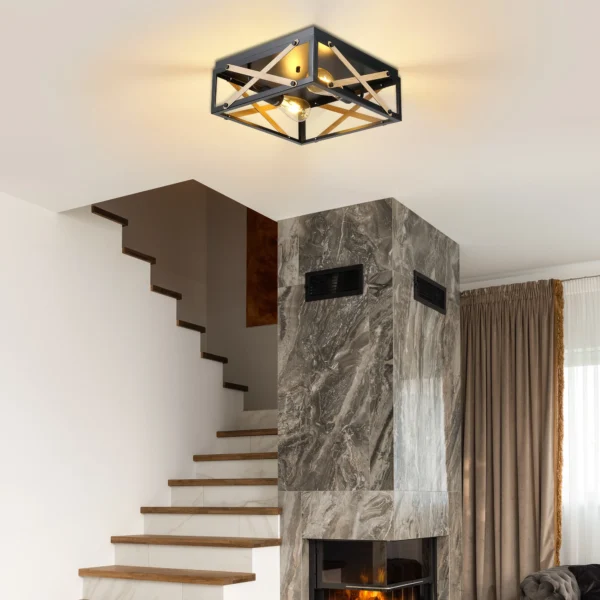Farmhouse Black 2-Light Flush Mount Ceiling Lamp - Image 3
