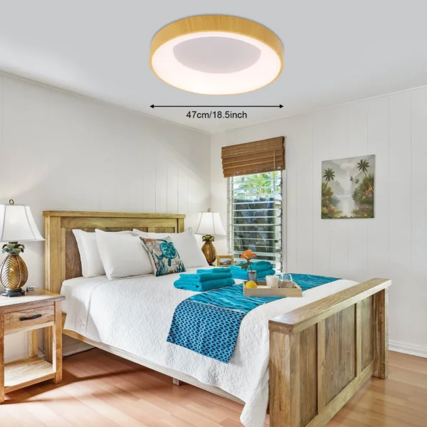 Modern LED Wood Grain Ceiling Light, 36W Flush Mount Lamp for 10-20m² Rooms - Image 7