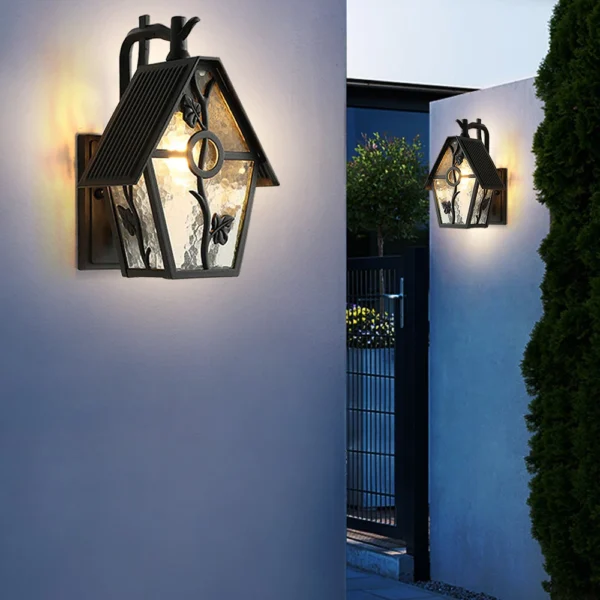 Black Vintage European Floral Wall Lamp – Indoor/Outdoor Lighting - Image 2