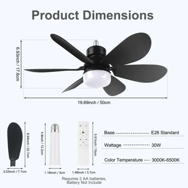 Low Profile Ceiling Fan with Light, Dimmable 3-Color LED Flush Mount Lamp - Image 6
