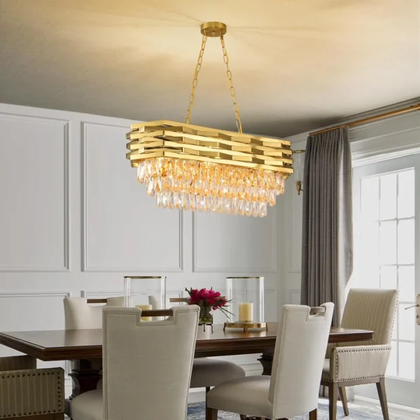 Gold Modern Crystal Chandelier, 8-Light Oval Dining Room Ceiling Light ✨💡 - Image 2