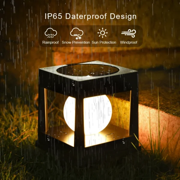 LED Solar Post Cap Light, Waterproof Outdoor Fence & Deck Lamp for Garden - Image 10