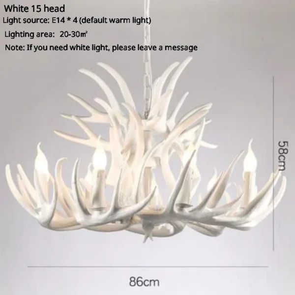 American Retro Deer Antler Chandelier with Lampshades for Home & Restaurants - Image 4