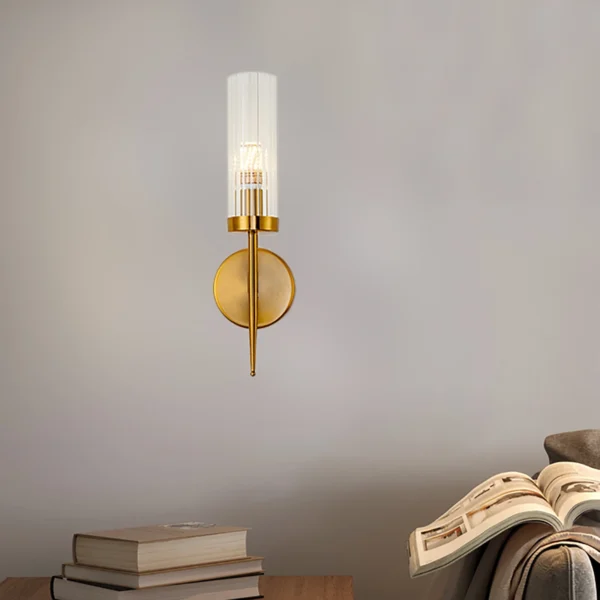 Modern Gold Wall Sconce Light – Single Head Hardwired Fixture, E26 Bulb - Image 3