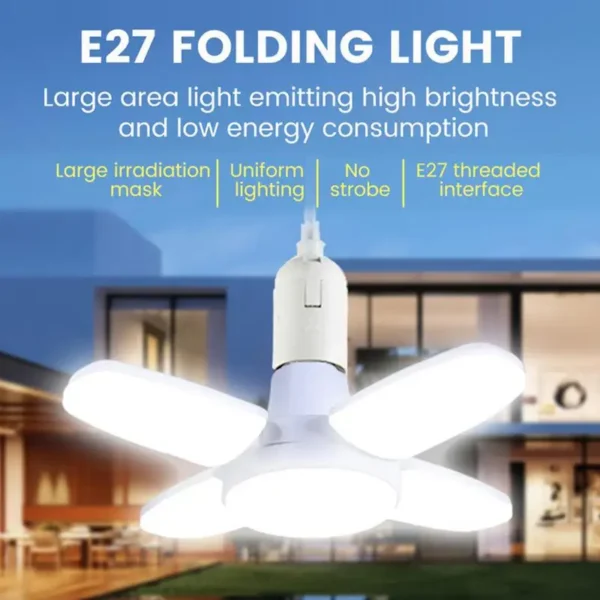 LED 4-Leaf Foldable E27 Pendant Light – Warm White Kitchen & Garage - Image 4